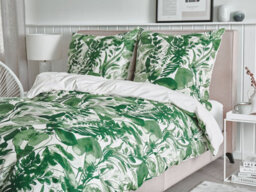 Beliani Duvet Cover Set Greenwood Sateen Cotton 135 X 200 Cm Green - thumbnail 2
