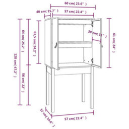 Berkfield Highboard Honey Brown 60X40X120 Cm Solid Wood Pine - thumbnail 9