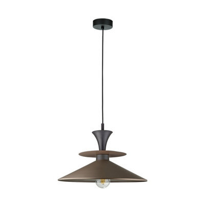 Luminosa Lighting Luminosa Della Dome Pendant Ceiling Light Brown, Black 1X E27 - image 1