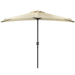 Charles Bentley 2.7M Beige Metal Garden Balcony Umbrella With Crank Function Beige