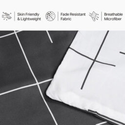 Aspire Homeware Printed Microfiber Duvet Cover Set, Grid Line Pattern Reversible, Double, (L)200Cm X (W)200Cm - thumbnail 4
