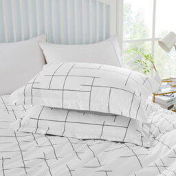 Aspire Homeware Printed Microfiber Duvet Cover Set, Grid Line Pattern Reversible, Double, (L)200Cm X (W)200Cm - thumbnail 5