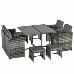 Wyld Haus Vidiva Viha Faux Rattan 8-Seater Outdoor Wicker Dining And Seating Set - Mixed Grey - thumbnail 2
