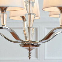 5 Light Ceiling Pendant Chrome & Vintage White Round Shade Hanging Feature Lamp - thumbnail 4