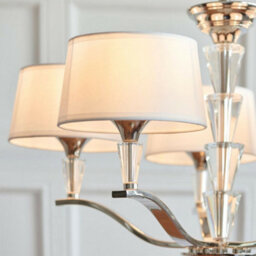 5 Light Ceiling Pendant Chrome & Vintage White Round Shade Hanging Feature Lamp - thumbnail 3