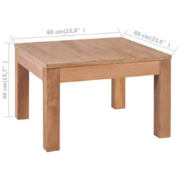 Berkfield Coffee Table Solid Teak Wood With Natural Finish 60X60X40 Cm - thumbnail 8