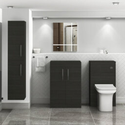 Royal Bathrooms Turin 600mm Hale Black Floor Standing Worktop Vanity Unit - 2 Doors With Matt Black Handle - thumbnail 2