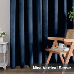 Imperial Rooms Living Room Crushed Velvet Curtain Pair Thermal Ready Made Blackout Eyelet Curtains Navy 66x72 Inches - thumbnail 3
