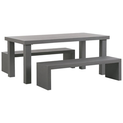 Beliani Garden Dining Set With Benches 4 Seater Taranto Concrete Grey - image 1