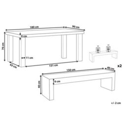 Beliani Garden Dining Set With Benches 4 Seater Taranto Concrete Grey - thumbnail 3
