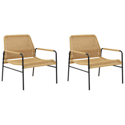 Beliani Set Of 2 Garden Chairs Prasimo Pe Rattan Natural - image 1