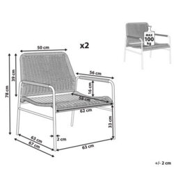 Beliani Set Of 2 Garden Chairs Prasimo Pe Rattan Natural - thumbnail 3