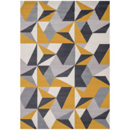 Loomed Yellow Ochre Grey Kaleidoscope Geometric Living Room Rug 240X330Cm - thumbnail 6