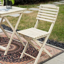 Abrihome Acacia Wood Folding Bistro Set, 2 Chairs & Square Table, Space-Saving, Weather-Resistant, Ideal For Garden & Balcony - thumbnail 3