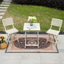 Abrihome Acacia Wood Folding Bistro Set, 2 Chairs & Square Table, Space-Saving, Weather-Resistant, Ideal For Garden & Balcony