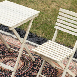Abrihome Acacia Wood Folding Bistro Set, 2 Chairs & Square Table, Space-Saving, Weather-Resistant, Ideal For Garden & Balcony - thumbnail 2