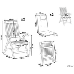 Beliani Set Of 2 Garden Chairs With Cushions Amantea Acacia Wood Blue - thumbnail 3