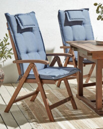 Beliani Set Of 2 Garden Chairs With Cushions Amantea Acacia Wood Blue - thumbnail 2