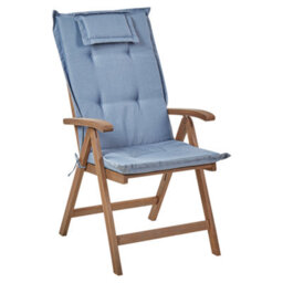 Beliani Set Of 2 Garden Chairs With Cushions Amantea Acacia Wood Blue - thumbnail 5