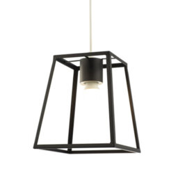 Happy Homewares Industrial Lantern Pendant Light Shade In Matte Black With Square Top And Bottom - thumbnail 1