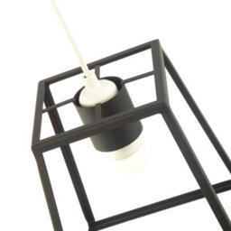 Happy Homewares Industrial Lantern Pendant Light Shade In Matte Black With Square Top And Bottom - thumbnail 4
