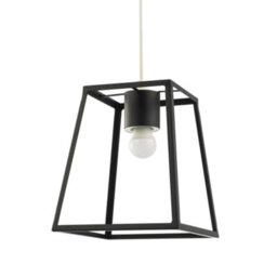 Happy Homewares Industrial Lantern Pendant Light Shade In Matte Black With Square Top And Bottom - thumbnail 2