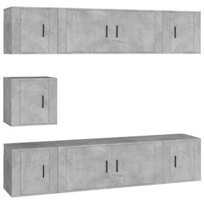 Berkfield Classic 7 Piece Tv Cabinet Set Concrete Grey Engineered Wood - image 1