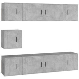Berkfield Classic 7 Piece Tv Cabinet Set Concrete Grey Engineered Wood - thumbnail 1