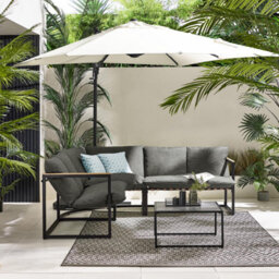 Furniturebox Hydra Corner Garden Sofa Set, Grey Metal Outdoor Furniture, 5 Seat Patio Garden Sofa Table Set, Outdoor Corner Sofa - thumbnail 2