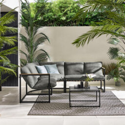 Furniturebox Hydra Corner Garden Sofa Set, Grey Metal Outdoor Furniture, 5 Seat Patio Garden Sofa Table Set, Outdoor Corner Sofa - thumbnail 3