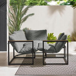 Furniturebox Hydra Corner Garden Sofa Set, Grey Metal Outdoor Furniture, 5 Seat Patio Garden Sofa Table Set, Outdoor Corner Sofa - thumbnail 8