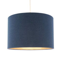 Happy Homewares Navy Midnight Blue Lamp Shade In Linen Fabric With Gold Resin Inner - thumbnail 2