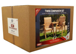 Charles Taylor Trading Twin Companion (Angled) Set Boxed, Wooden Garden Love Seat - W180 X D90 X H98 - Flat Packed - thumbnail 4