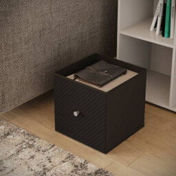 Urbn-Living Black, Black - Asymmetrical 8 Cube Bookcase Unit W/ 6 Drawer Inserts - thumbnail 4