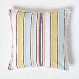 Homescapes Cotton Osaka Green Stripe Cushion Cover, 45 X 45 Cm - thumbnail 1