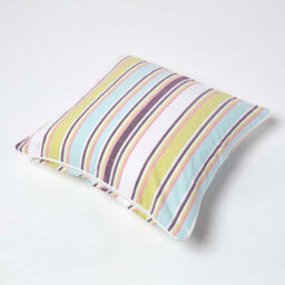 Homescapes Cotton Osaka Green Stripe Cushion Cover, 45 X 45 Cm - thumbnail 4