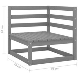 Walplus Garden Outdoor 2-Seater Sofa For Patio Balcony Poolside Furniture Grey Solid Pinewood - thumbnail 5