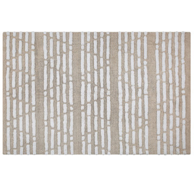 Wyld And Coco Casaboho Hand-Woven Shaggy Cotton Rug 120 X 180 Cm - Beige Boho Area Rug For Bedroom And Living Room - image 1