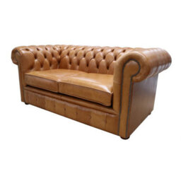 Chesterfield 2 Seater Old English Tan Real Leather Sofa Bespoke In Classic Style - thumbnail 5