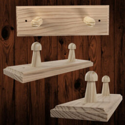 Woodeedoo Set Of 3 Wooden Coat Hooks Wall Mounted 2 Pegs Unpainted Pine Rack Rail For Hallway Kitchen Door 18.5 X 6 X 5.5 Cm - thumbnail 3