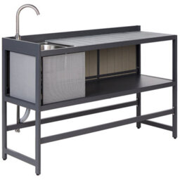 Beliani Outdoor Kitchen Set With Sink Ortisei Graphite Grey Metal - thumbnail 5