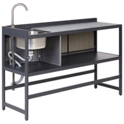 Beliani Outdoor Kitchen Set With Sink Ortisei Graphite Grey Metal - thumbnail 6