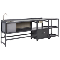 Beliani Outdoor Kitchen Set With Sink Ortisei Graphite Grey Metal - thumbnail 1