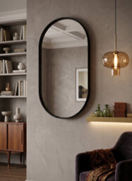 Deenz Elegant Black Oval Shape Wall Hanging Mirror Deep Aluminium Framed Living Room Furniture Décor Large Clear Glass 70X50X3.5Cm - thumbnail 1