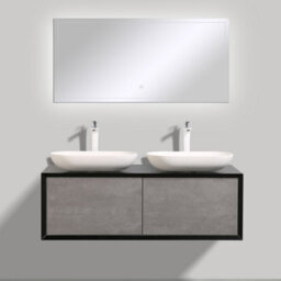 Plum&clay Declan Black & Concrete Wall Mounted Vanity Unit & Basin Set (W)1200mm (H)400mm - thumbnail 3