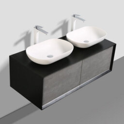 Plum&clay Declan Black & Concrete Wall Mounted Vanity Unit & Basin Set (W)1200mm (H)400mm - thumbnail 4