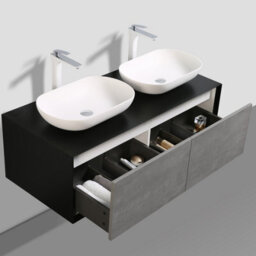 Plum&clay Declan Black & Concrete Wall Mounted Vanity Unit & Basin Set (W)1200mm (H)400mm - thumbnail 5
