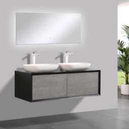 Plum&clay Declan Black & Concrete Wall Mounted Vanity Unit & Basin Set (W)1200mm (H)400mm - thumbnail 6