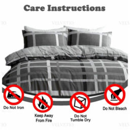 Velvetio Happy Daze Printed Duvet Cover Set Reversible Bedding Check Pattern Single Size - thumbnail 5