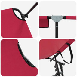 Berkfield Folding Sun Lounger With Canopy Red 600D Oxford Fabric - thumbnail 7